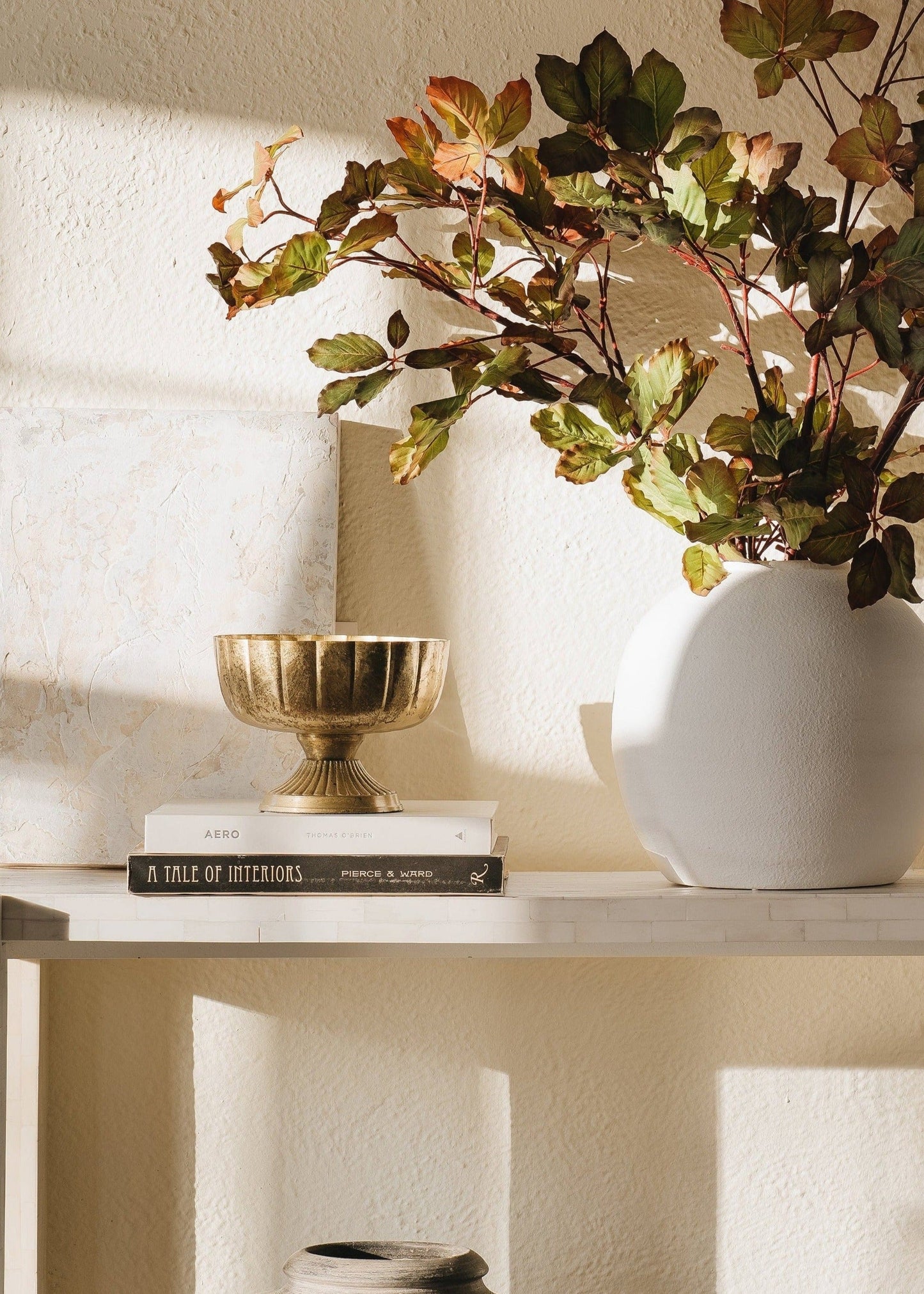 Distressed Gold Metal Compote Bowl - 8" Wide