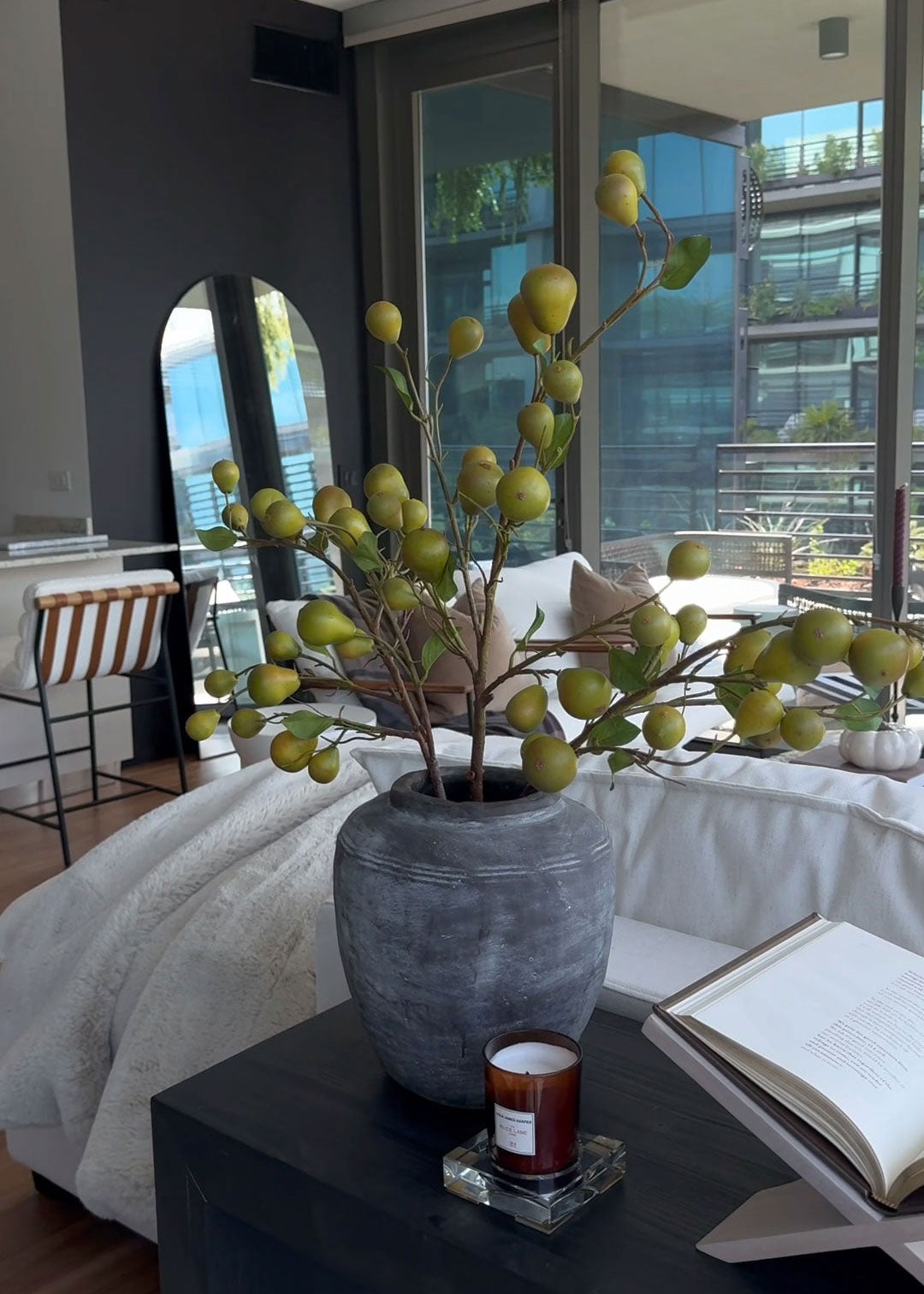Faux Pear Fruit Branch - 39"