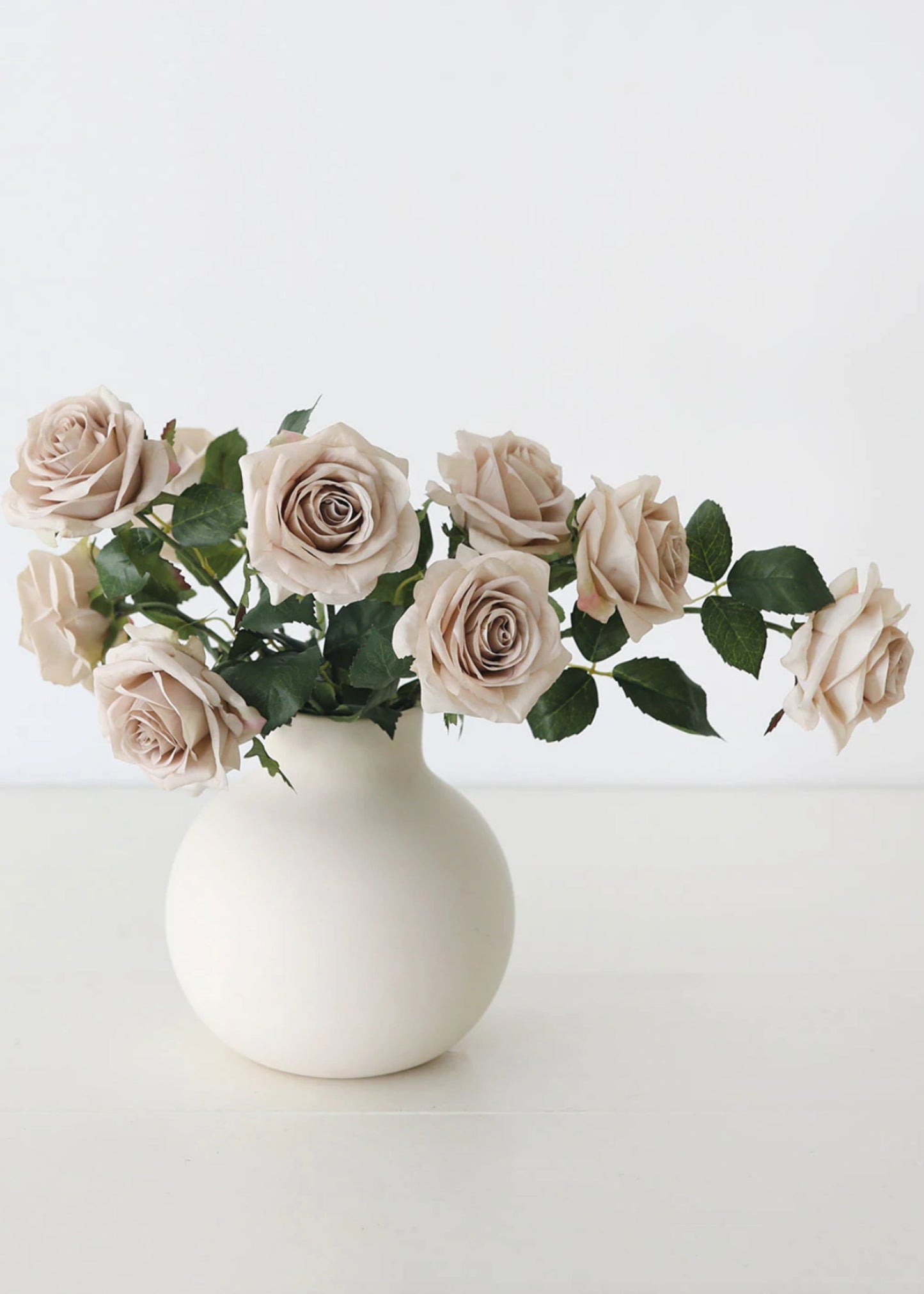 Artificial Flowers Rose in Taupe Beige - 21.5"