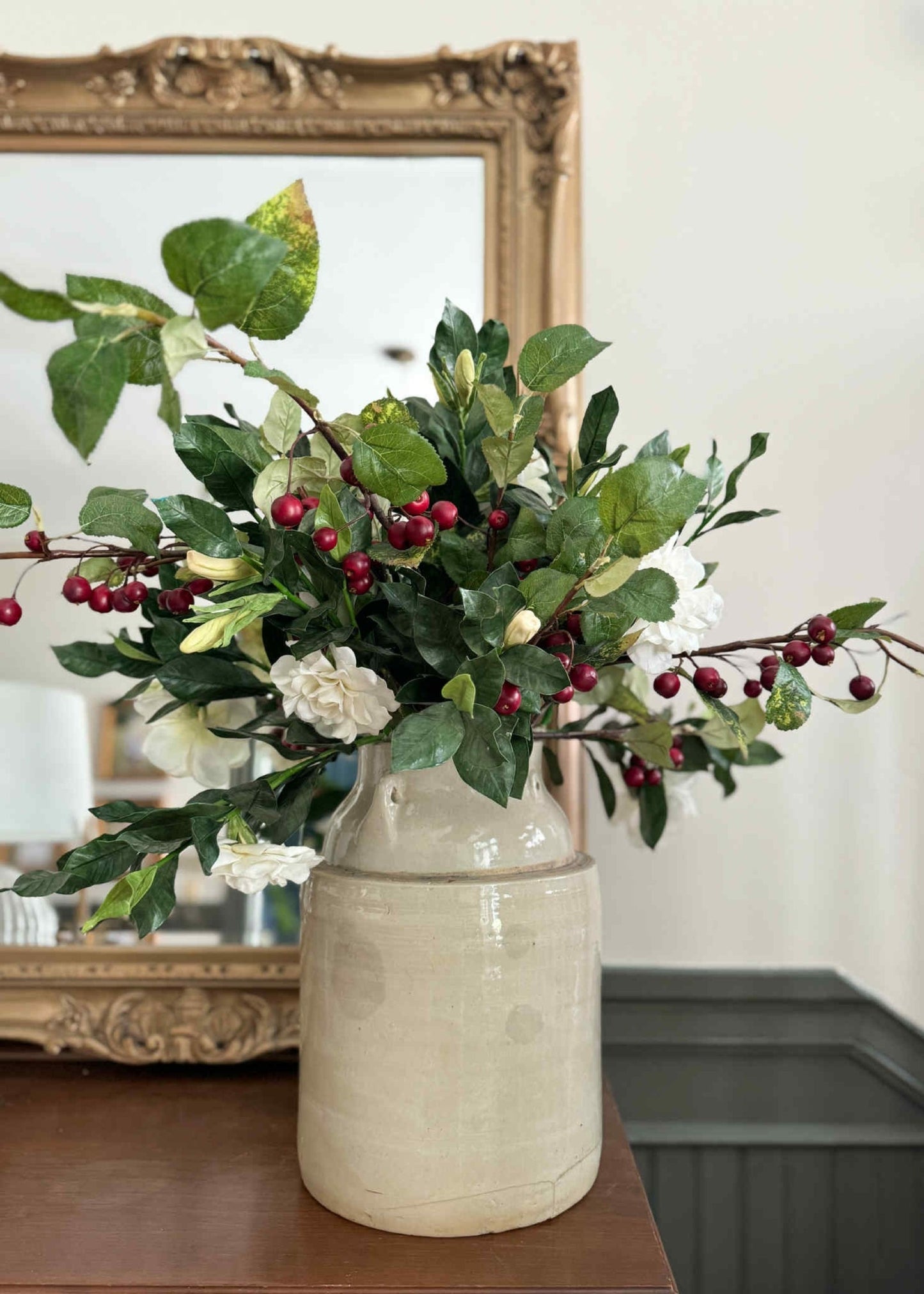 Faux Red Crabapple Berry Branch - 35"
