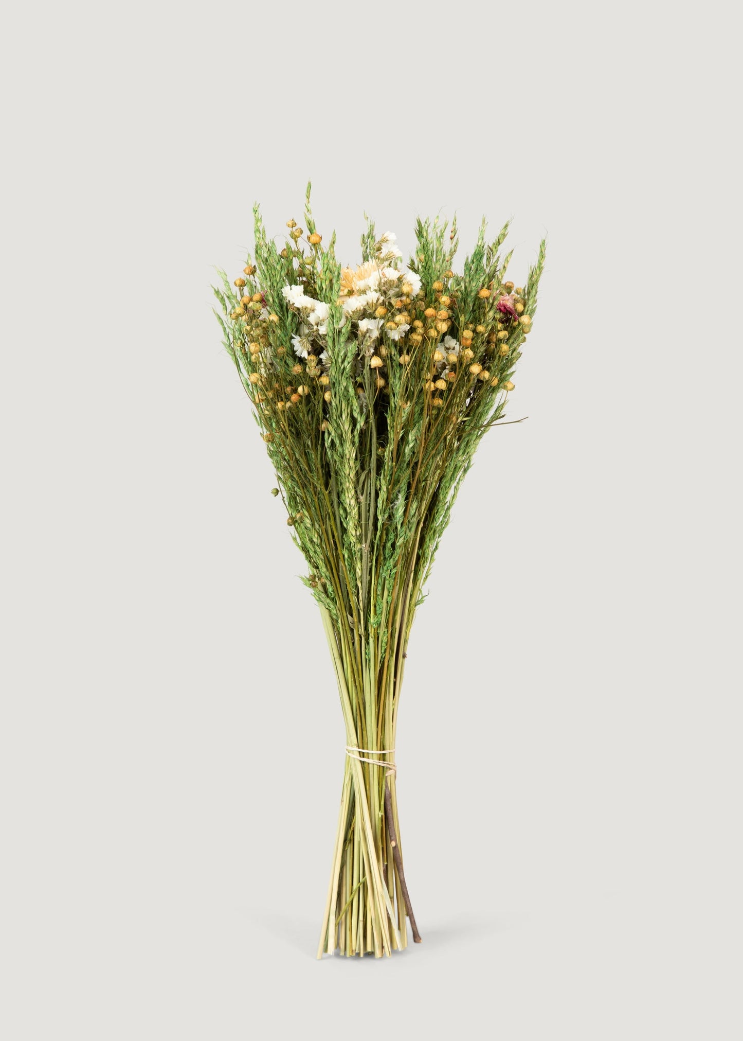 Mixed Dried Flower Bouquet of Flax and Fuchsia Strawflowers - 18"