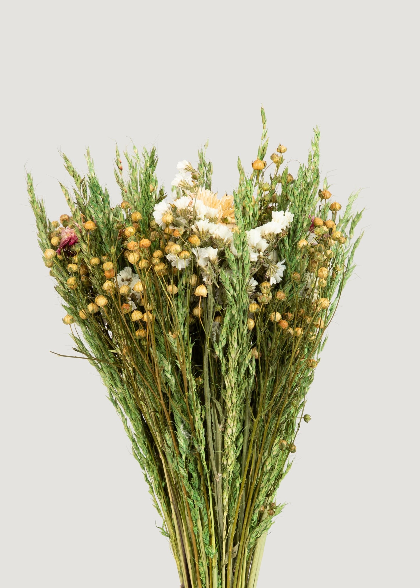 Mixed Dried Flower Bouquet of Flax and Fuchsia Strawflowers - 18"