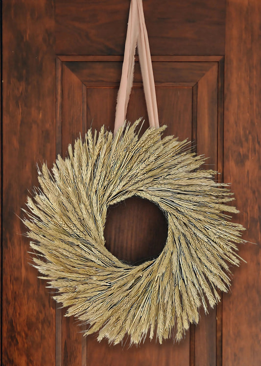 Natural Dried Wheat Wreath - 22"