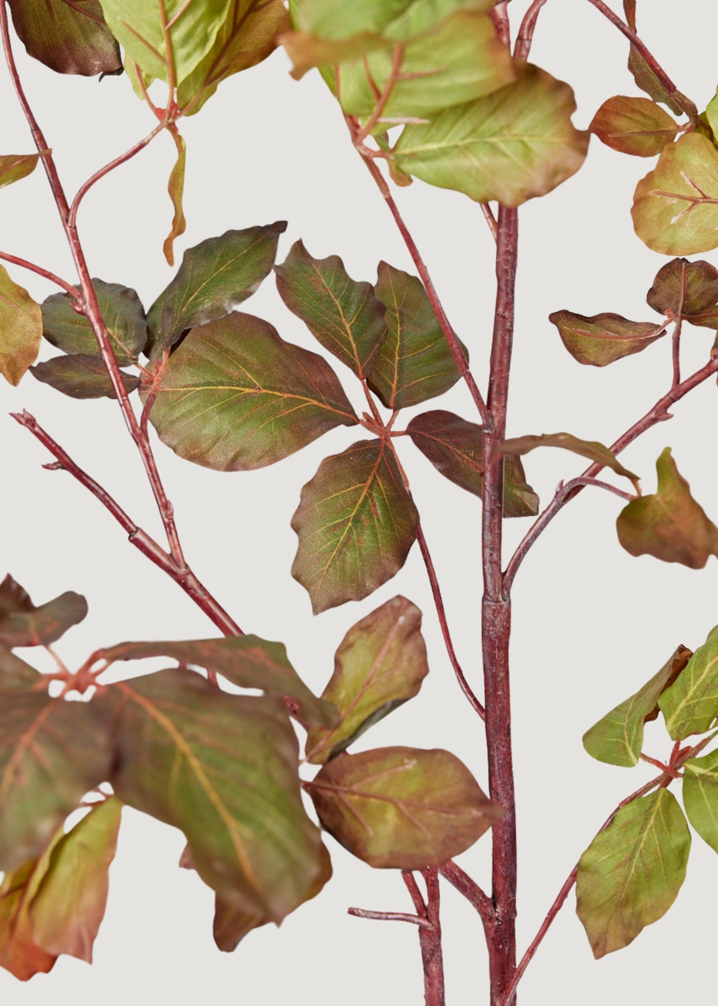 Tall Burgundy Green Faux Chestnut Leaf Branch - 47"