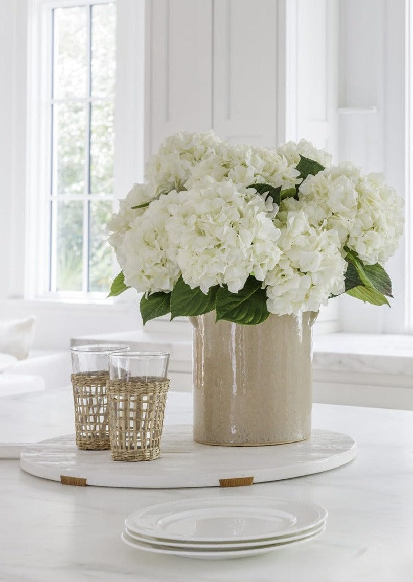 Fake Flowers Real Touch Hydrangea Stem in Talc White  - 18"