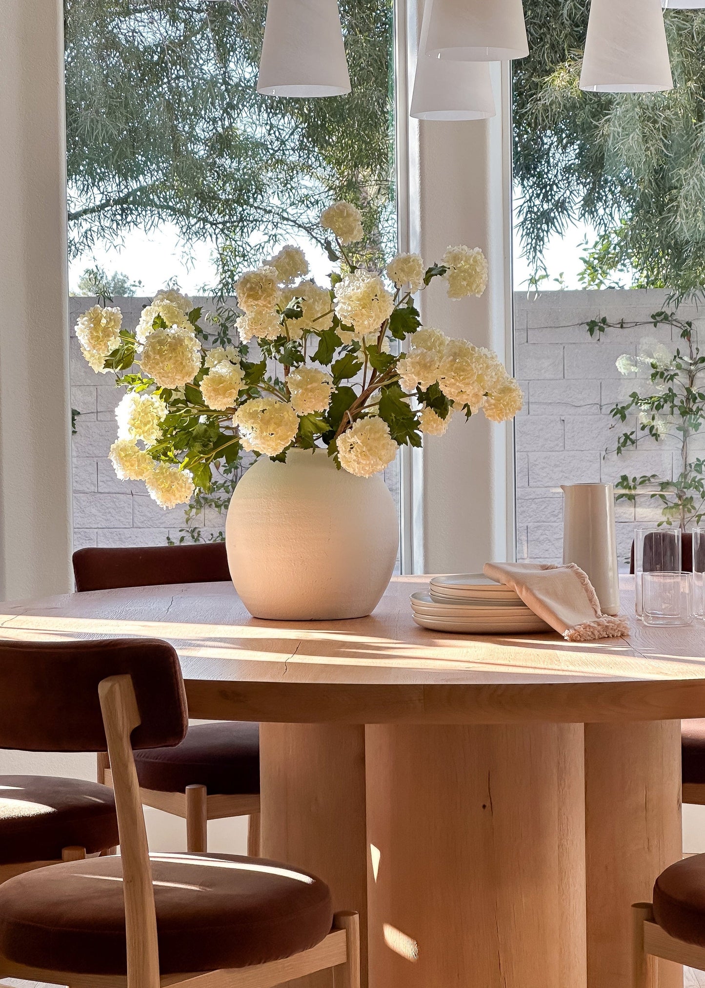 Faux Snowball Hydrangea in Crisp White - 43.5"