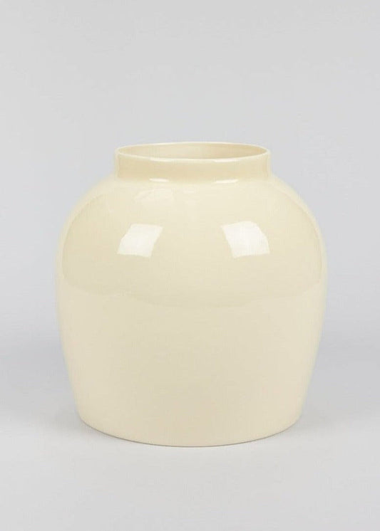 Afloral Large Tabletop Cream Glossy Ceramic Vase - 10.5"