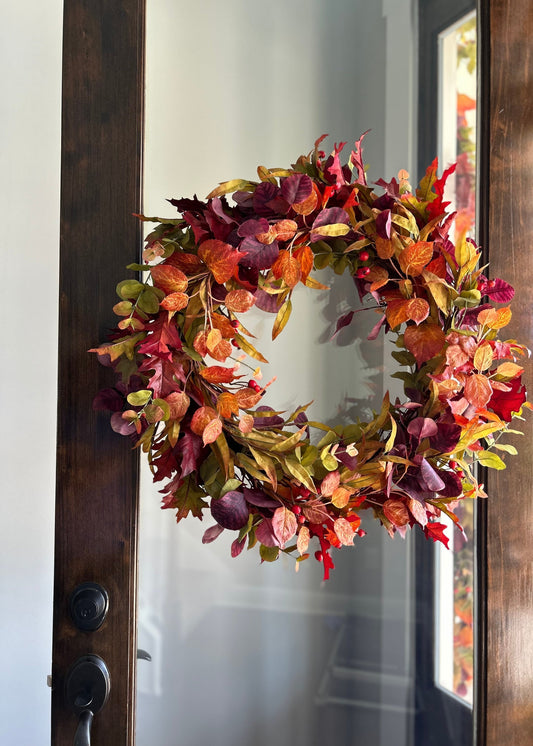 Deluxe Faux Eucalyptus Fall Wreath in Mixed Autumn - 27.5"