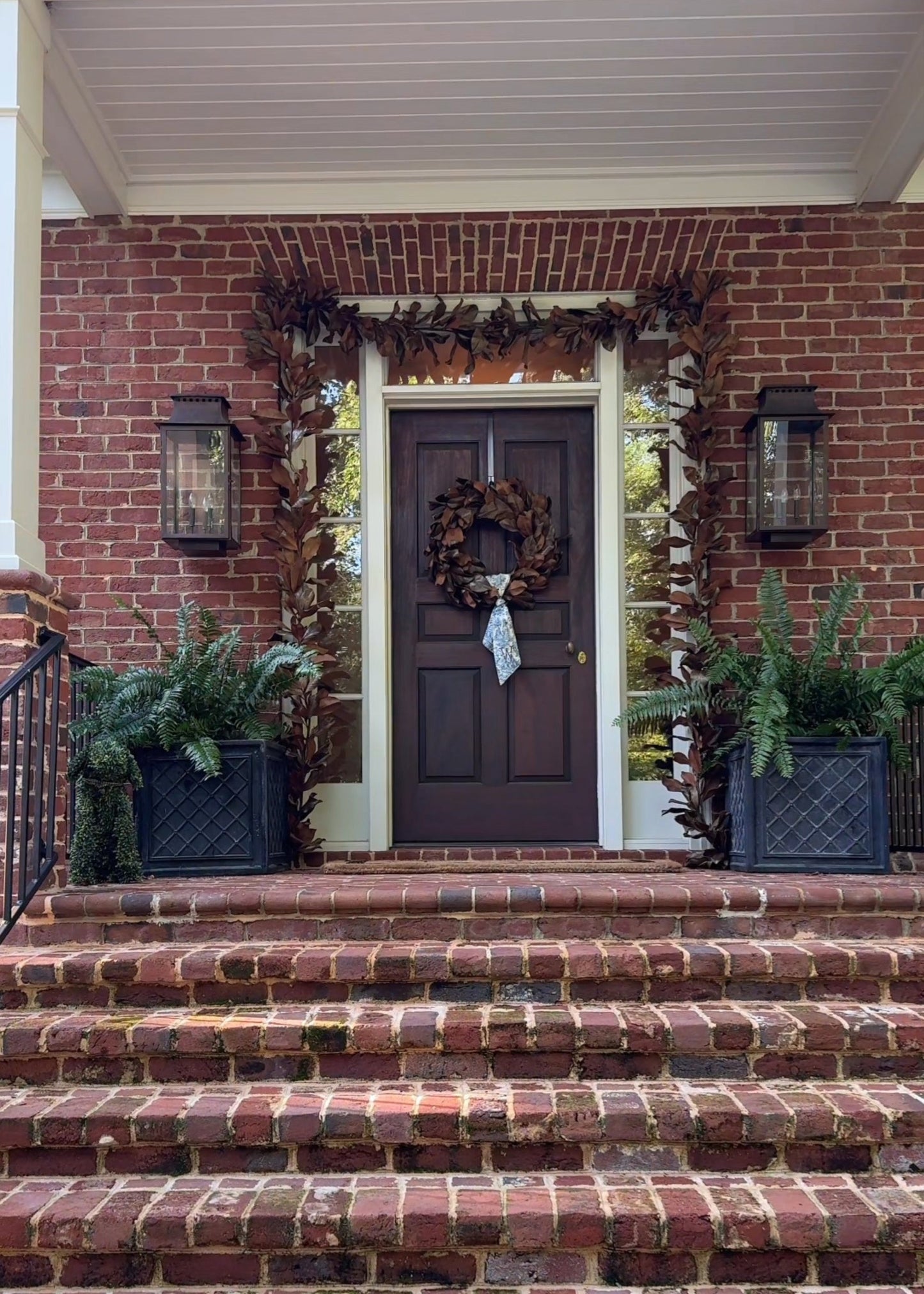 Deluxe Natural Touch Faux Magnolia Leaf Garland in Aged Brown- 79.5"
