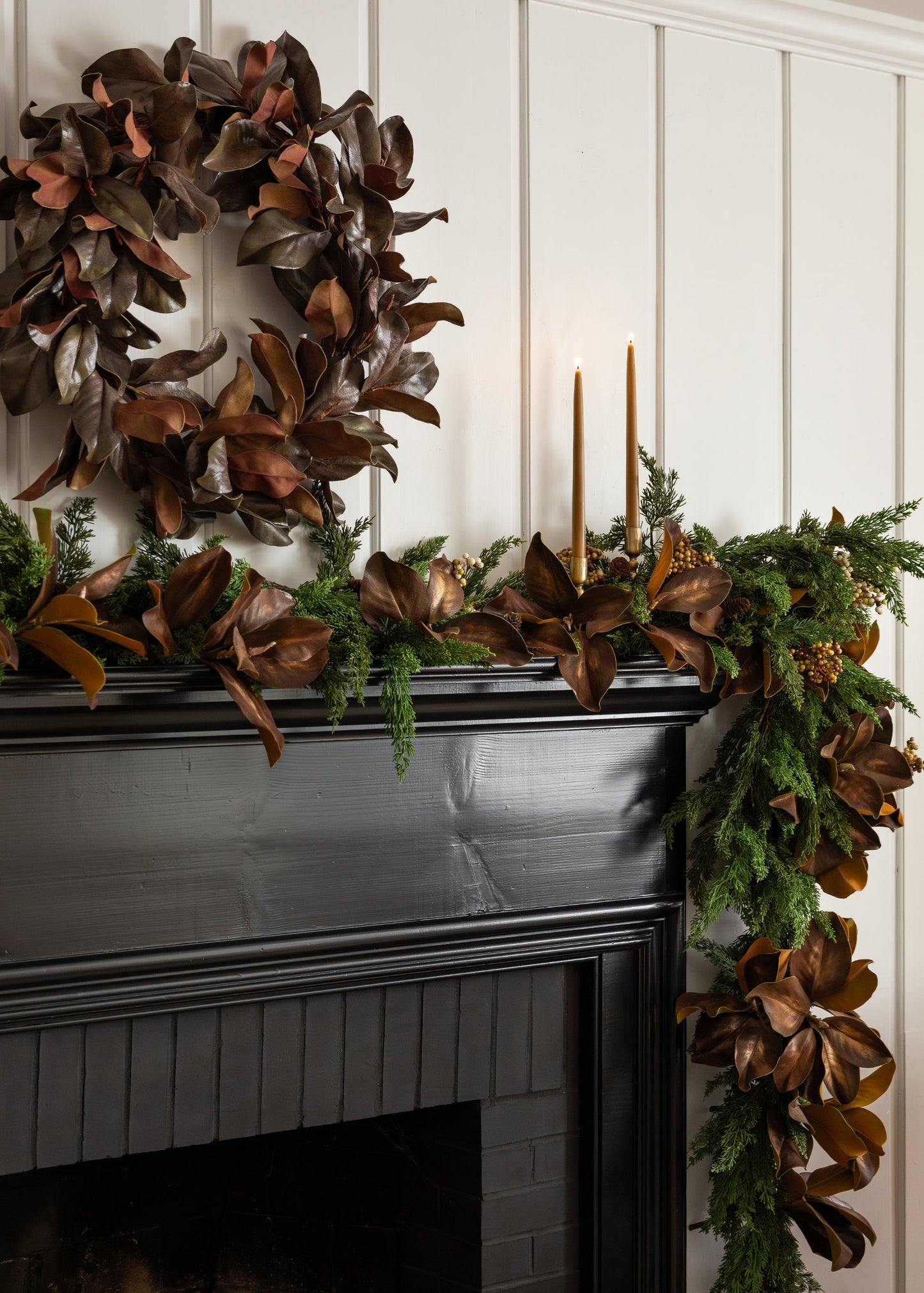 Warm Brown Fake Magnolia Leaf Branch - 38.5"