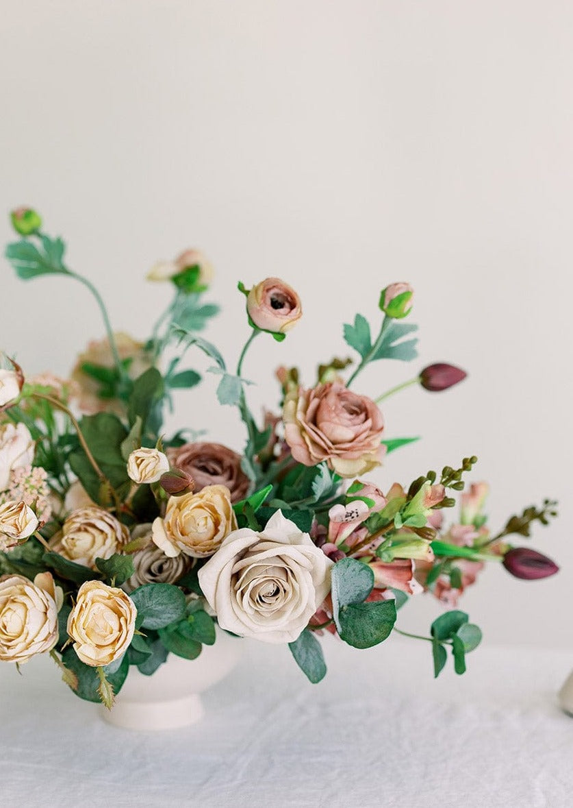 Artificial Flowers Rose in Taupe Beige - 21.5"