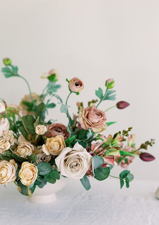 Artificial Flowers Rose in Taupe Beige - 21.5"