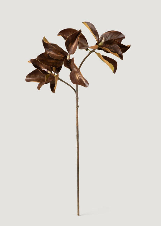 Warm Brown Fake Magnolia Leaf Branch - 38.5"