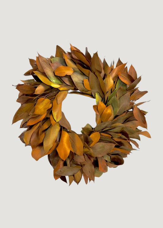 Preserved Eucalyptus Wreath in Autumn Orange - 22"